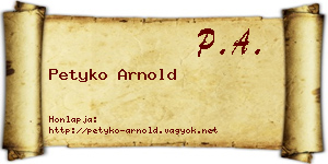 Petyko Arnold névjegykártya